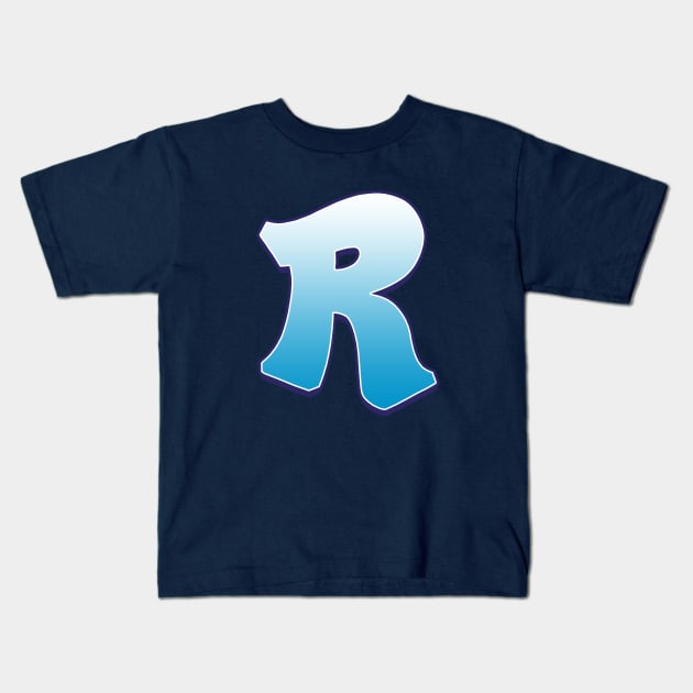 R - Blue Kids T-Shirt by Dmitri